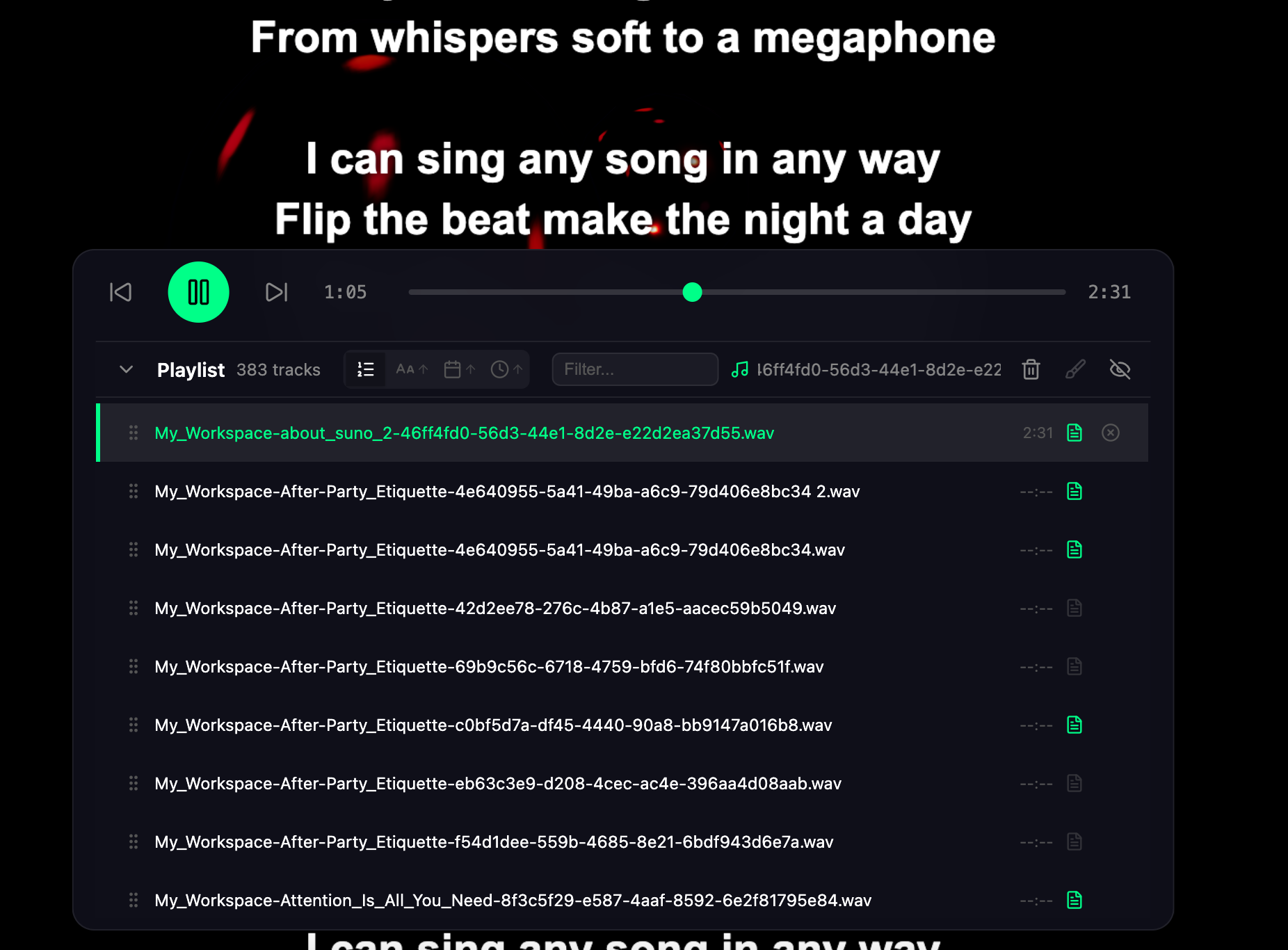 Lyrics overlay feature